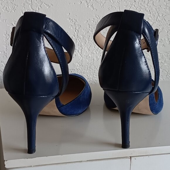 Womens Marc Fisher Blue Leather and Suede Heels. SZ 6.5 - Picture 3 of 3